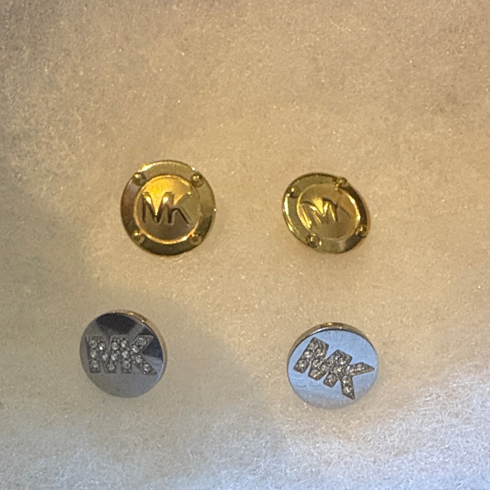 Michael Kors Gold and Silver Logo Earrings